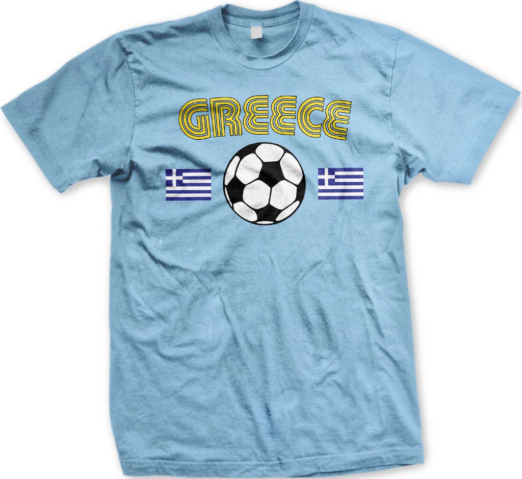 Greece National Soccer Team Galanolefki Football Greek Sport Mens Tshirt